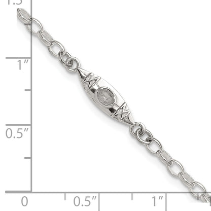 Sterling Silver Antiqued Polished Canoe / Kayak Link Bracelet