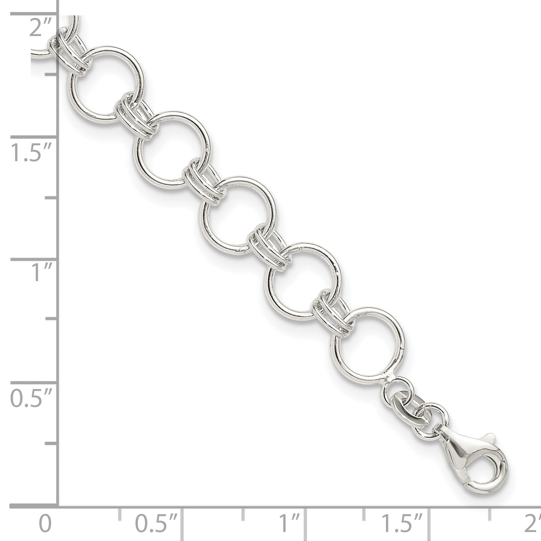 Sterling Silver Polished Circle Link 7.25in Bracelet
