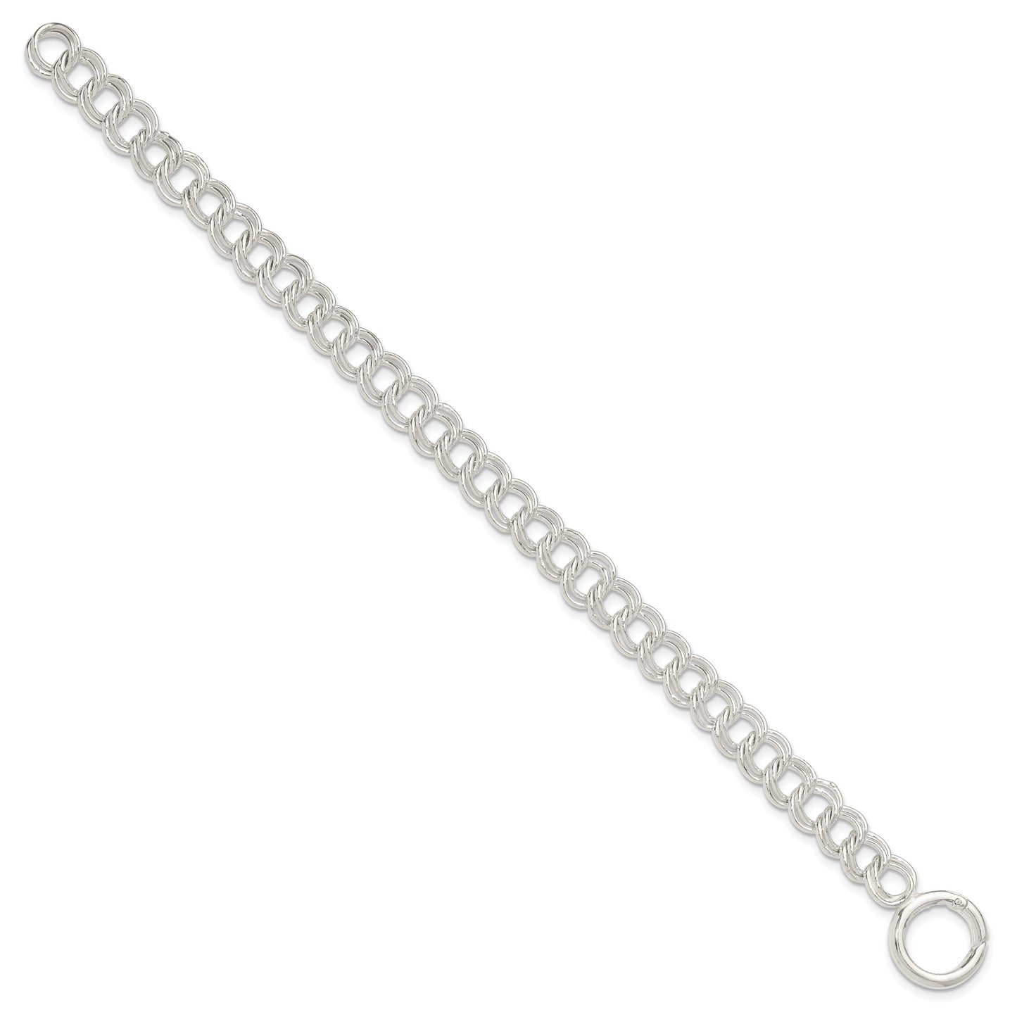 Sterling Silver Polished Double Link 7in Charm Bracelet