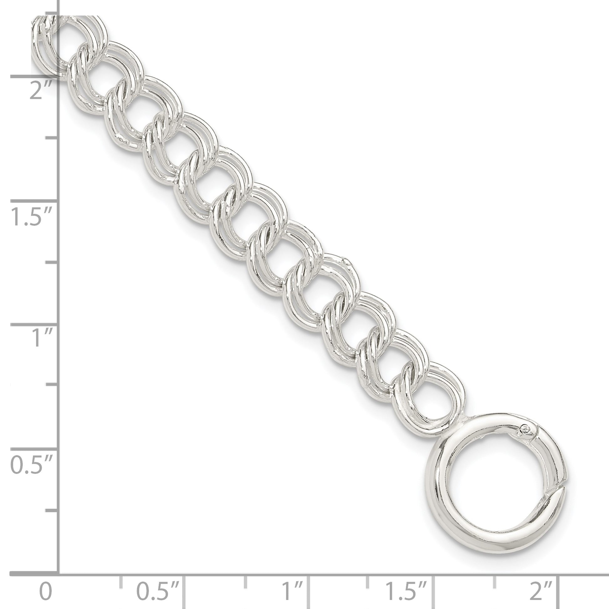 Sterling Silver Polished Double Link 7in Charm Bracelet