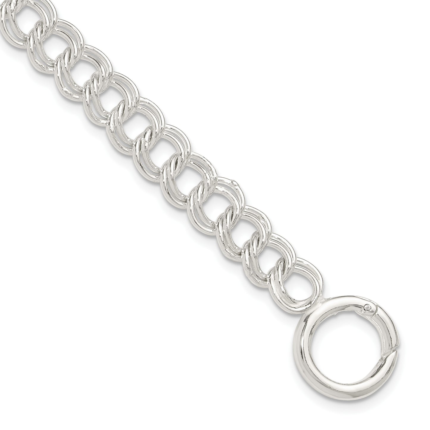 Sterling Silver Polished Double Link 8in Charm Bracelet