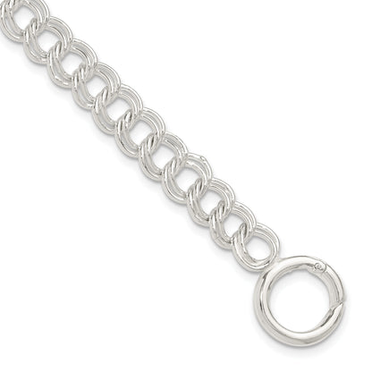 Sterling Silver Polished Double Link 8in Charm Bracelet
