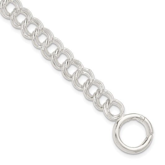 Sterling Silver Polished Double Link 8in Charm Bracelet