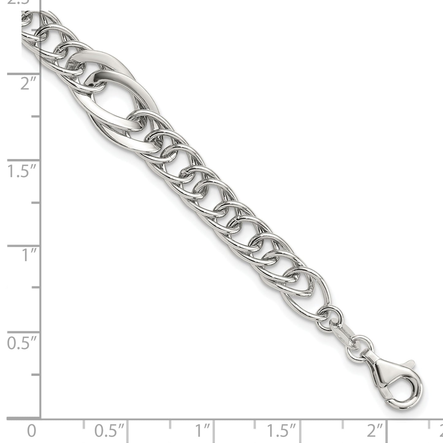 Sterling Silver Rhodium-plated Polished Fancy Link 7.5in Bracelet