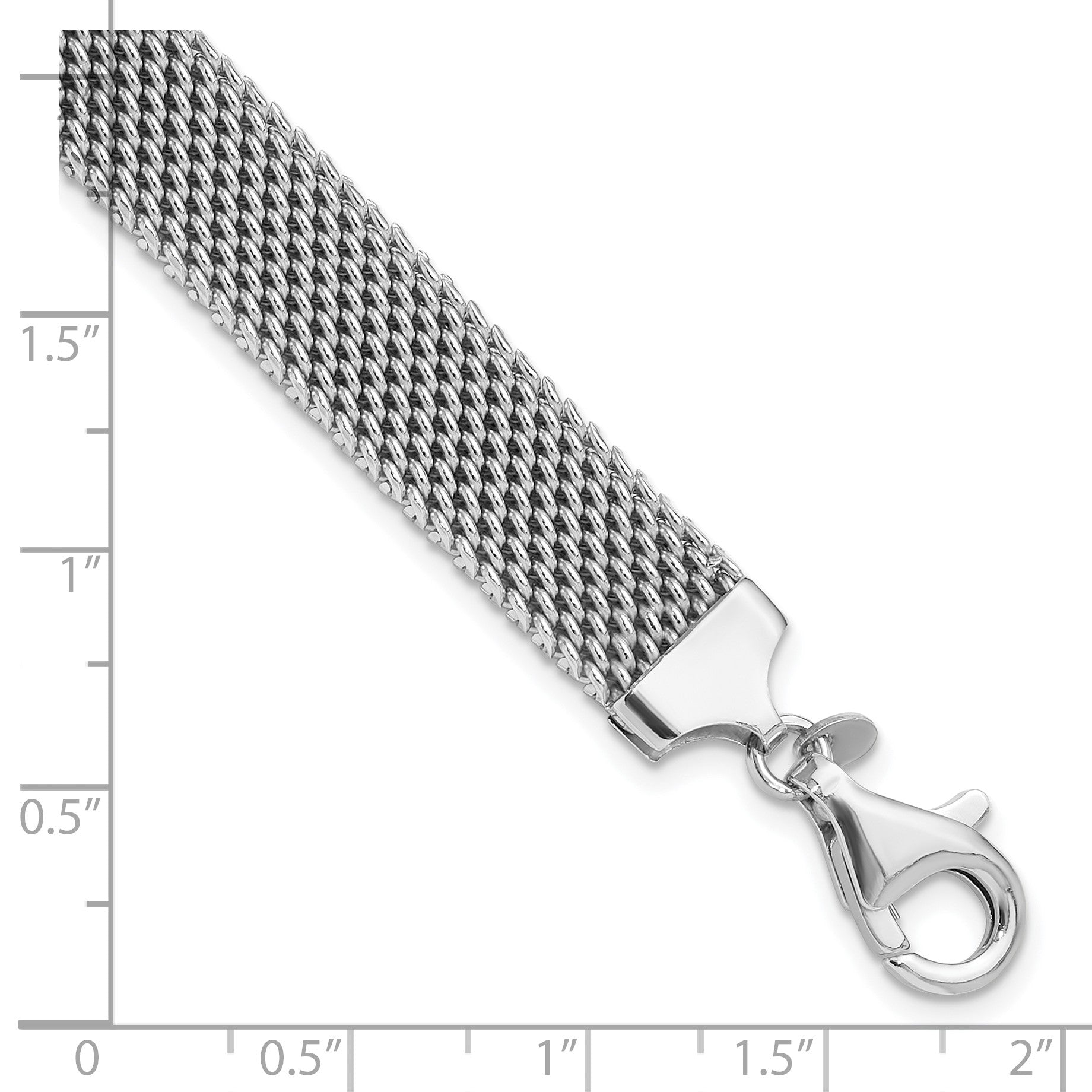 Sterling Silver Rhodium-plated Polished 7.5in 10mm Mesh Woven Bracelet