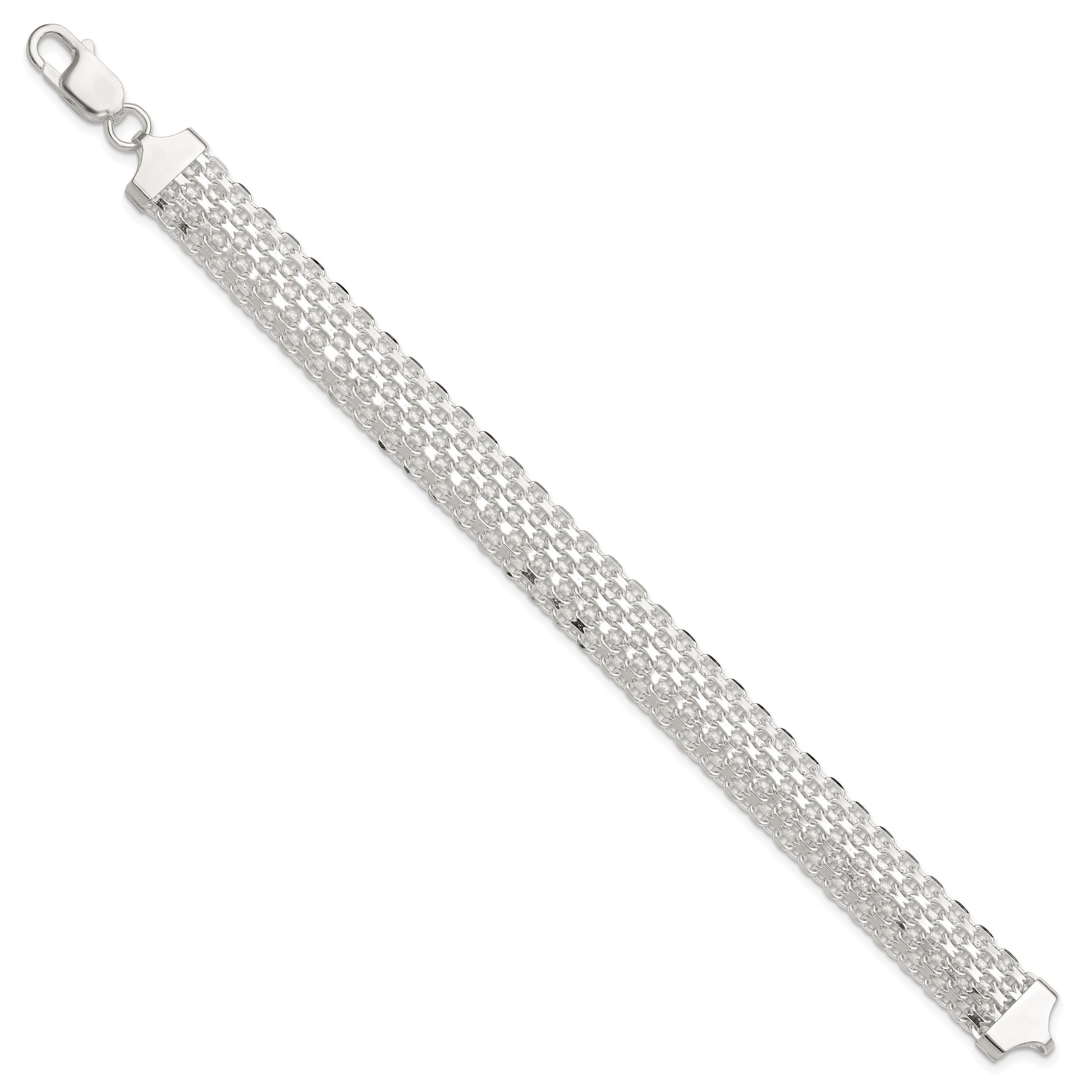 Sterling Silver Polished 11.5mm Bismark 7in Bracelet