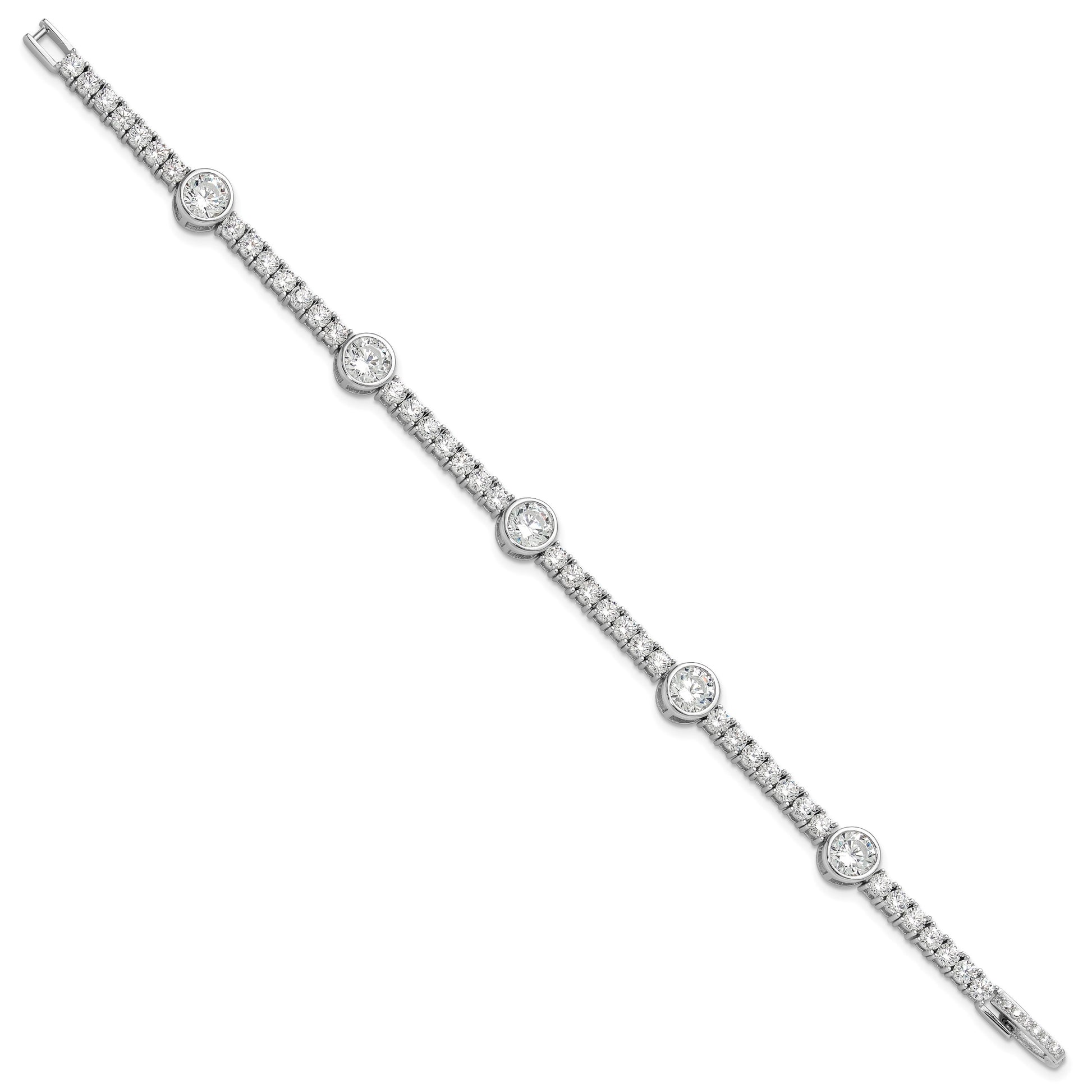 Sterling Silver Rhodium-plated CZ 7in Tennis Bracelet