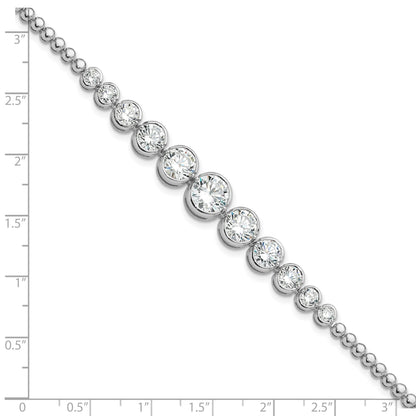 Sterling Silver Rhodium-plated Polished Graduated CZ Bracelet