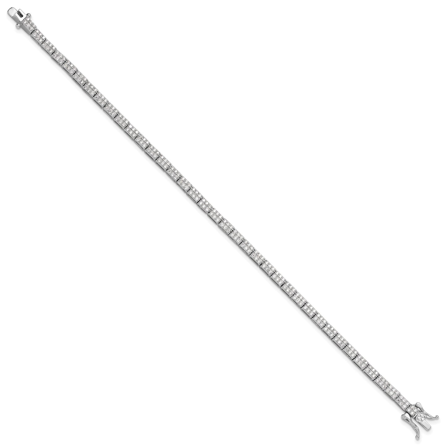 Sterling Silver Rhodium-plated Micro Pave CZ 7.5in Bracelet