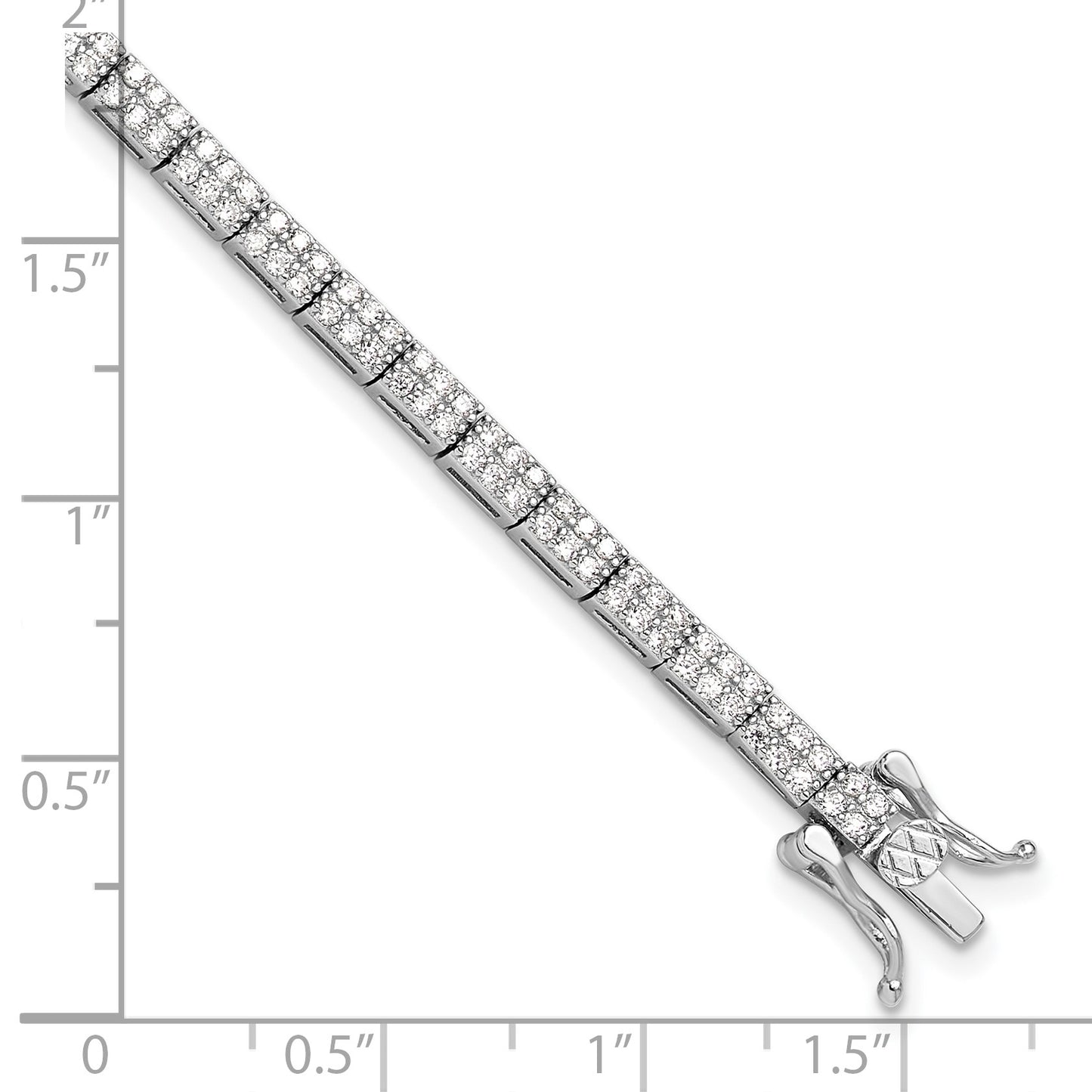 Sterling Silver Rhodium-plated Micro Pave CZ 7.5in Bracelet