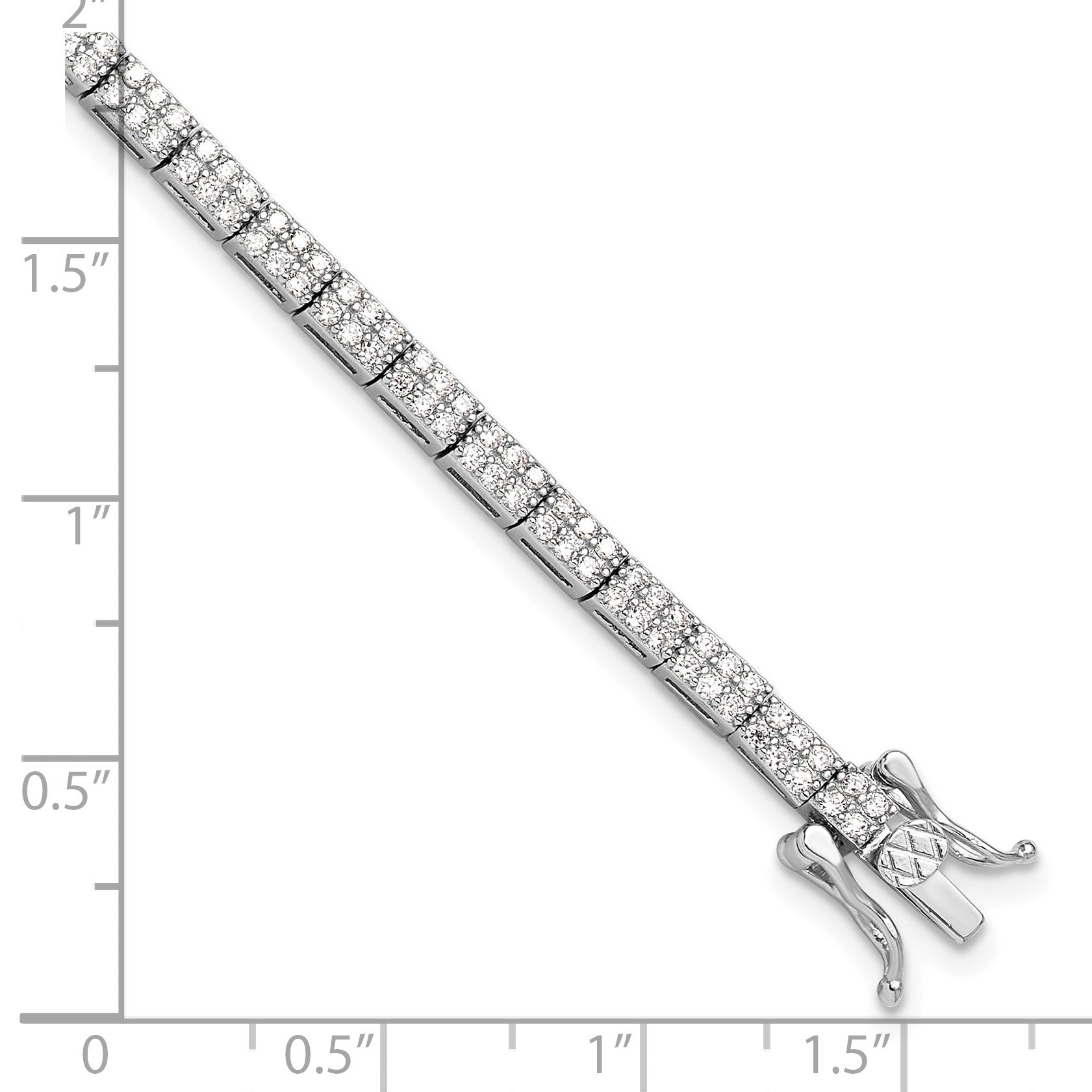 Sterling Silver Rhodium-plated Micro Pave CZ 7.5in Bracelet