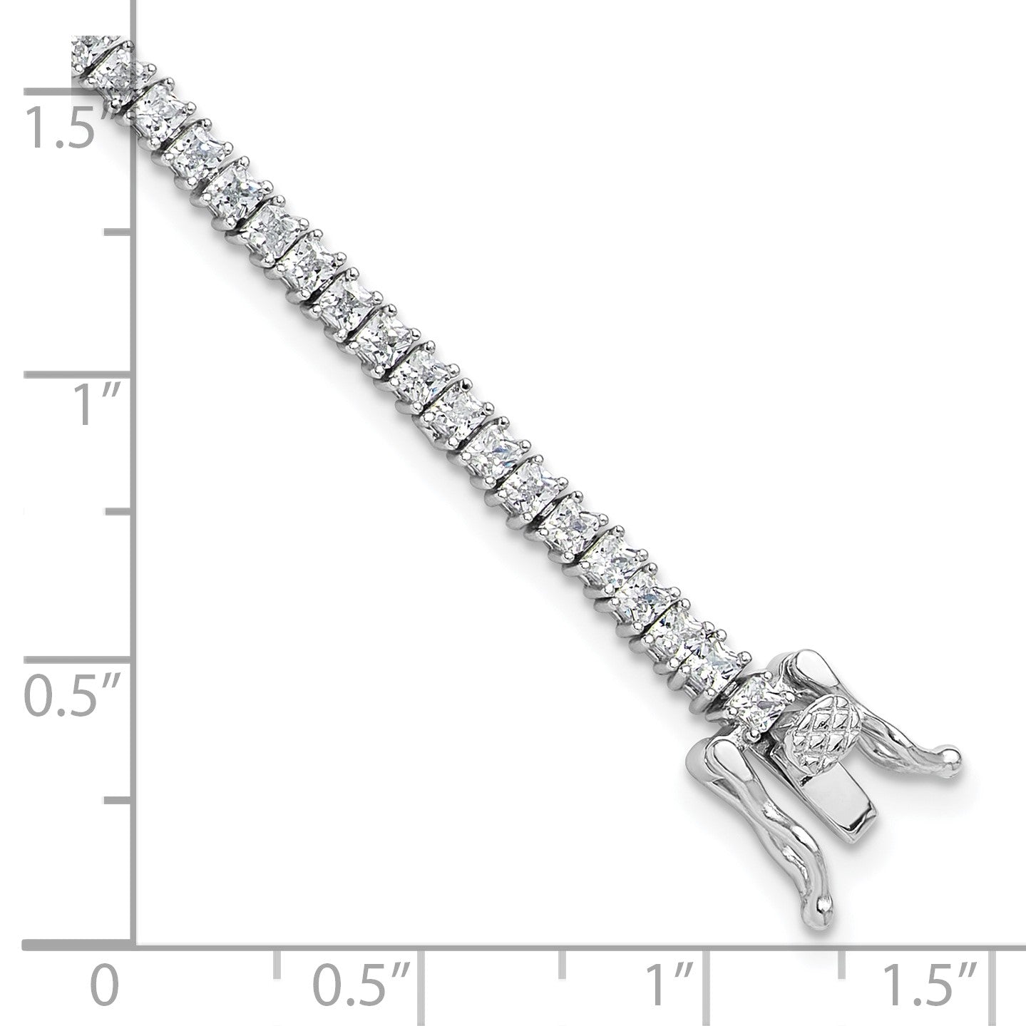 Sterling Silver Rhodium-plated 3mm Princess Cut CZ 7.75in Tennis Bracelet
