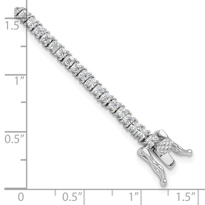 Sterling Silver Rhodium-plated 3mm Princess Cut CZ 7.75in Tennis Bracelet
