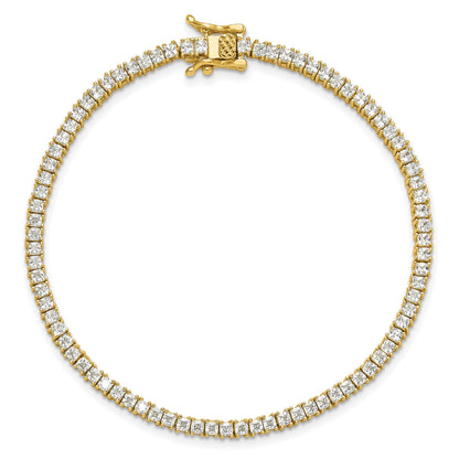 Sterling Silver Gold-tone 3mm Princess Cut CZ 7.75in Tennis Bracelet