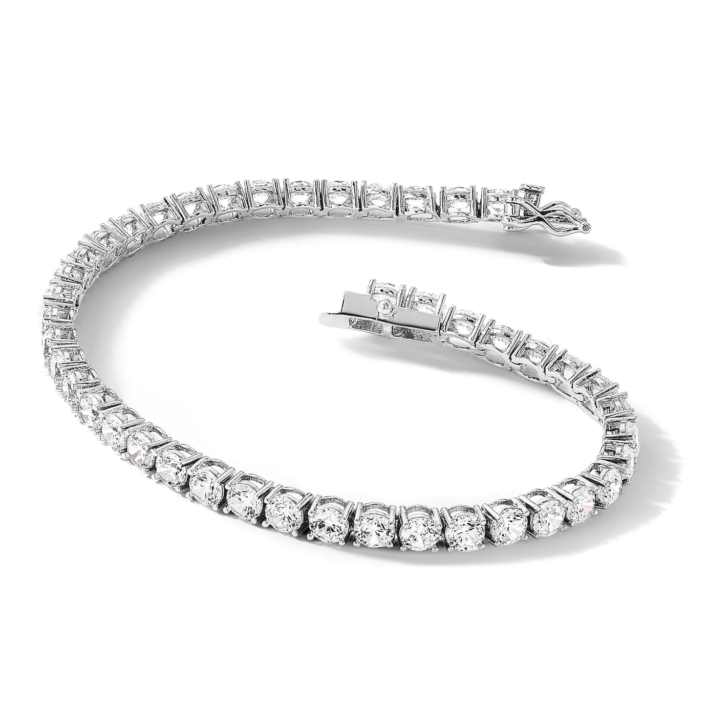 Sterling Silver Rhodium-plated 4mm CZ 7.5in Tennis Bracelet