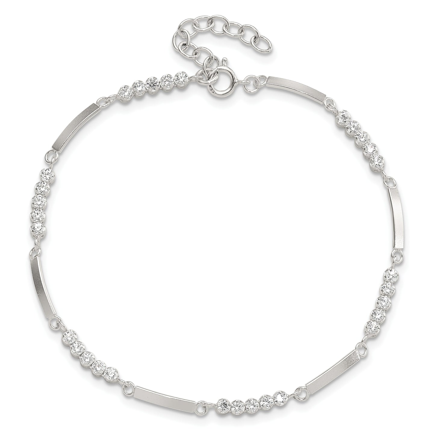 Sterling Silver Rhodium-plated CZ 7.25in w/1in ext. Bracelet