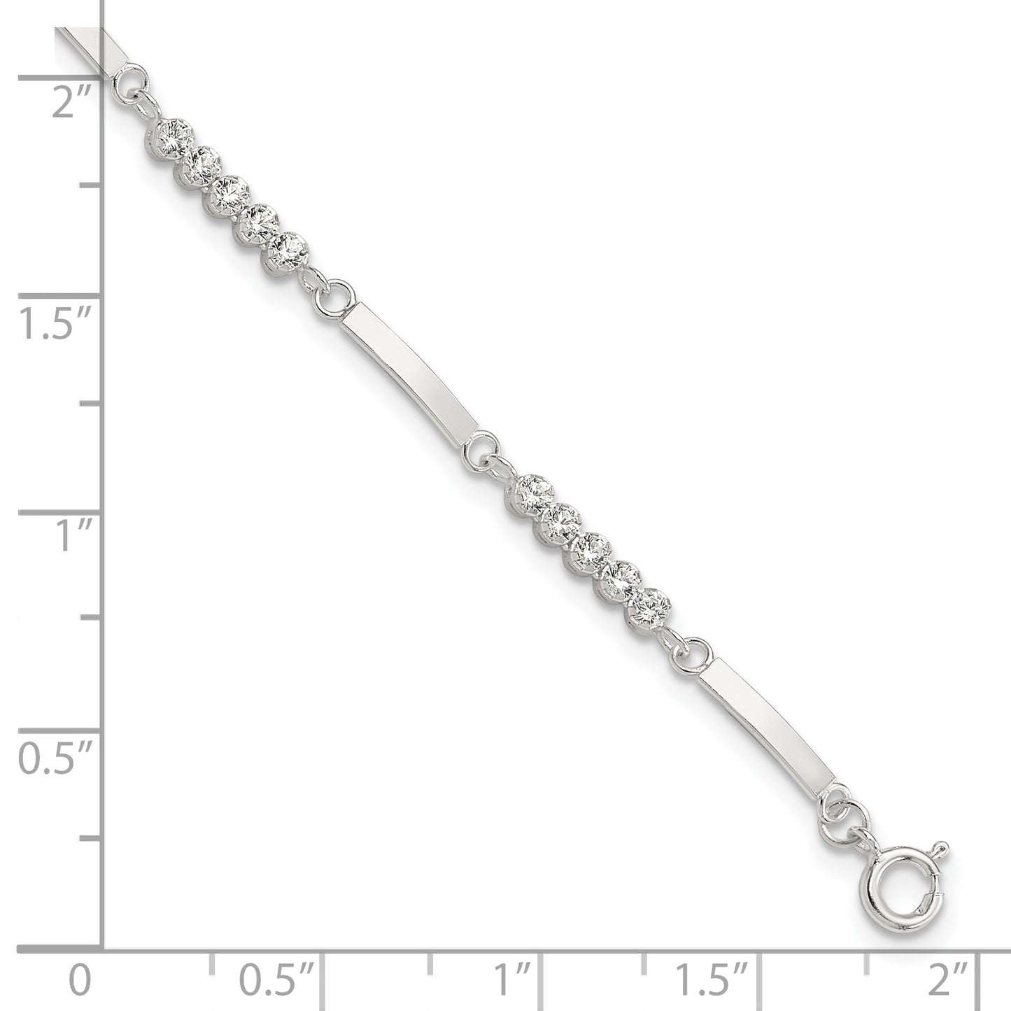 Sterling Silver Rhodium-plated CZ 7.25in w/1in ext. Bracelet