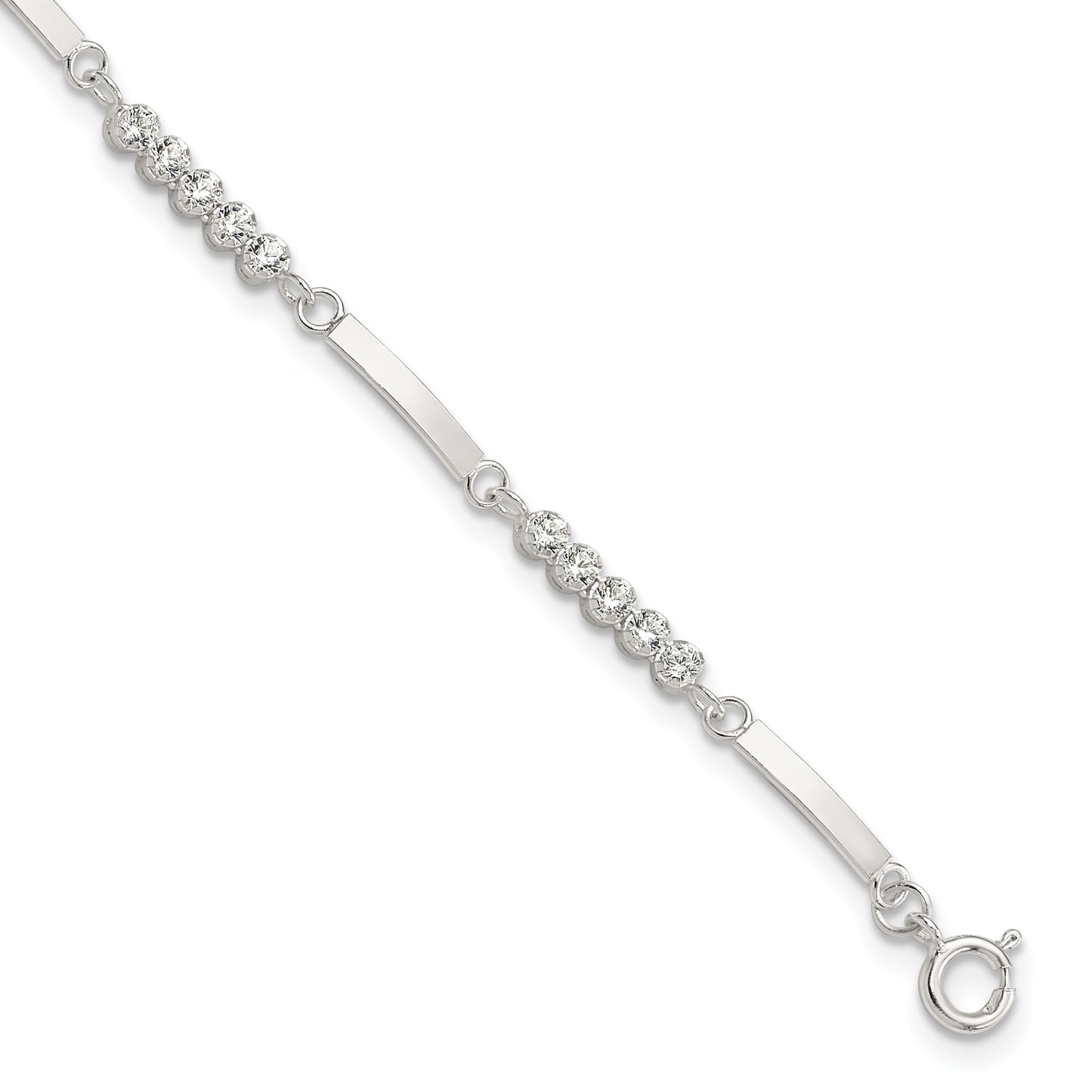 Sterling Silver Rhodium-plated CZ 7.25in w/1in ext. Bracelet