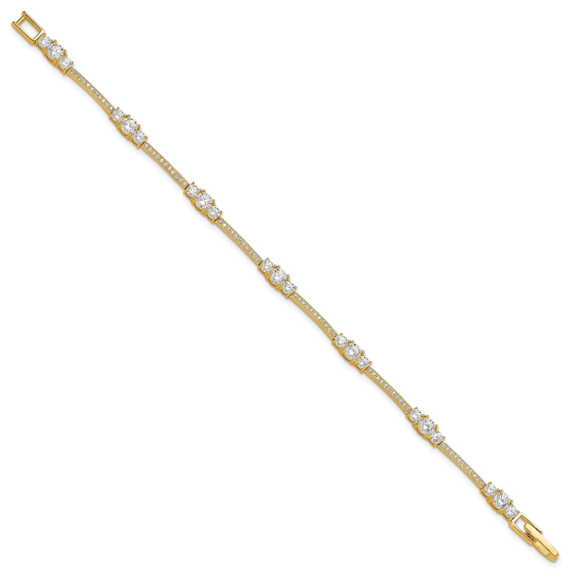 Sterling Silver Gold-tone CZ 7in Bracelet