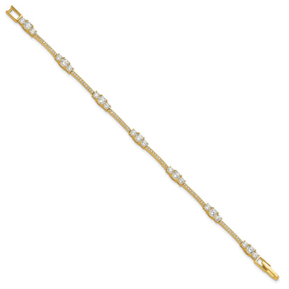 Sterling Silver Gold-tone CZ 7in Bracelet