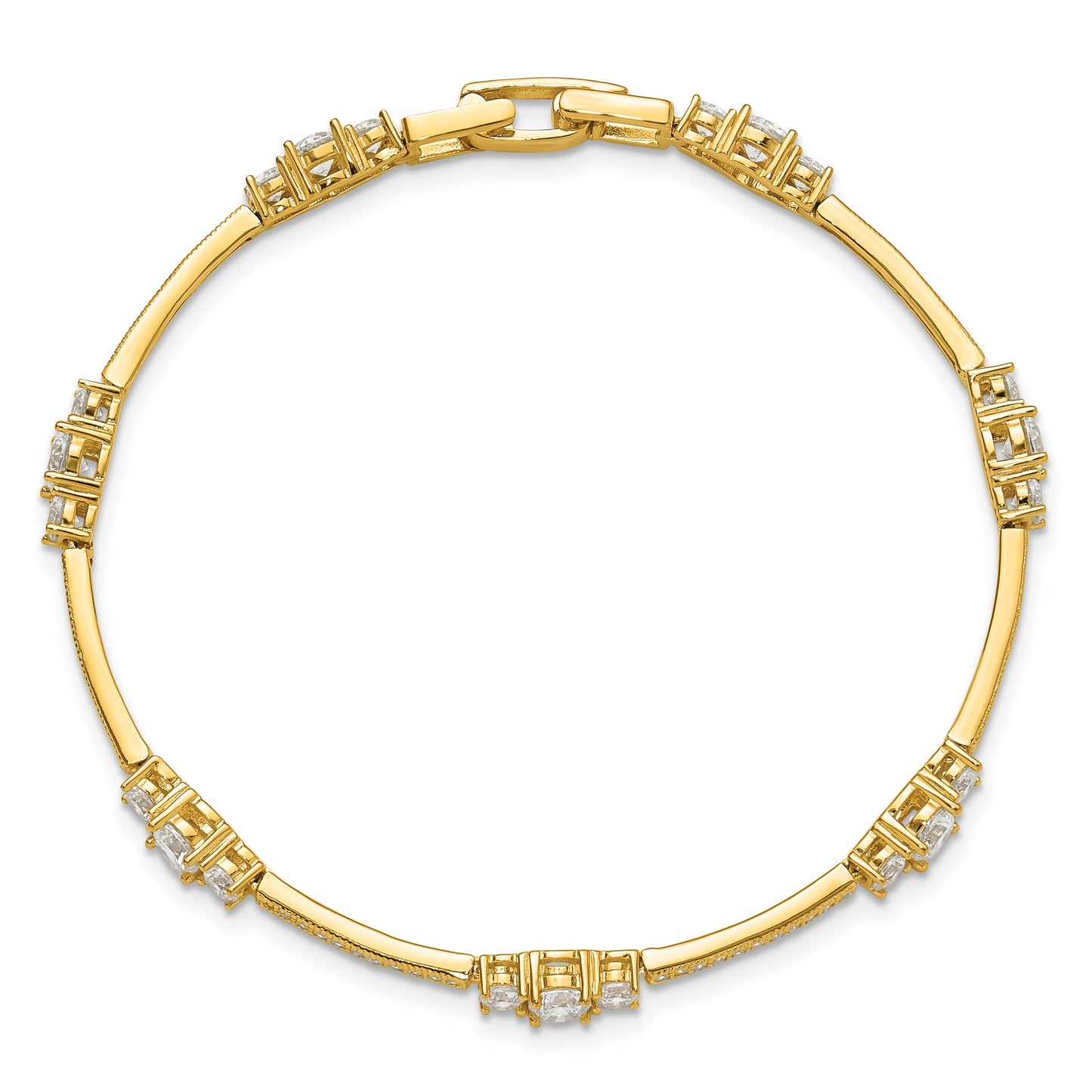 Sterling Silver Gold-tone CZ 7in Bracelet