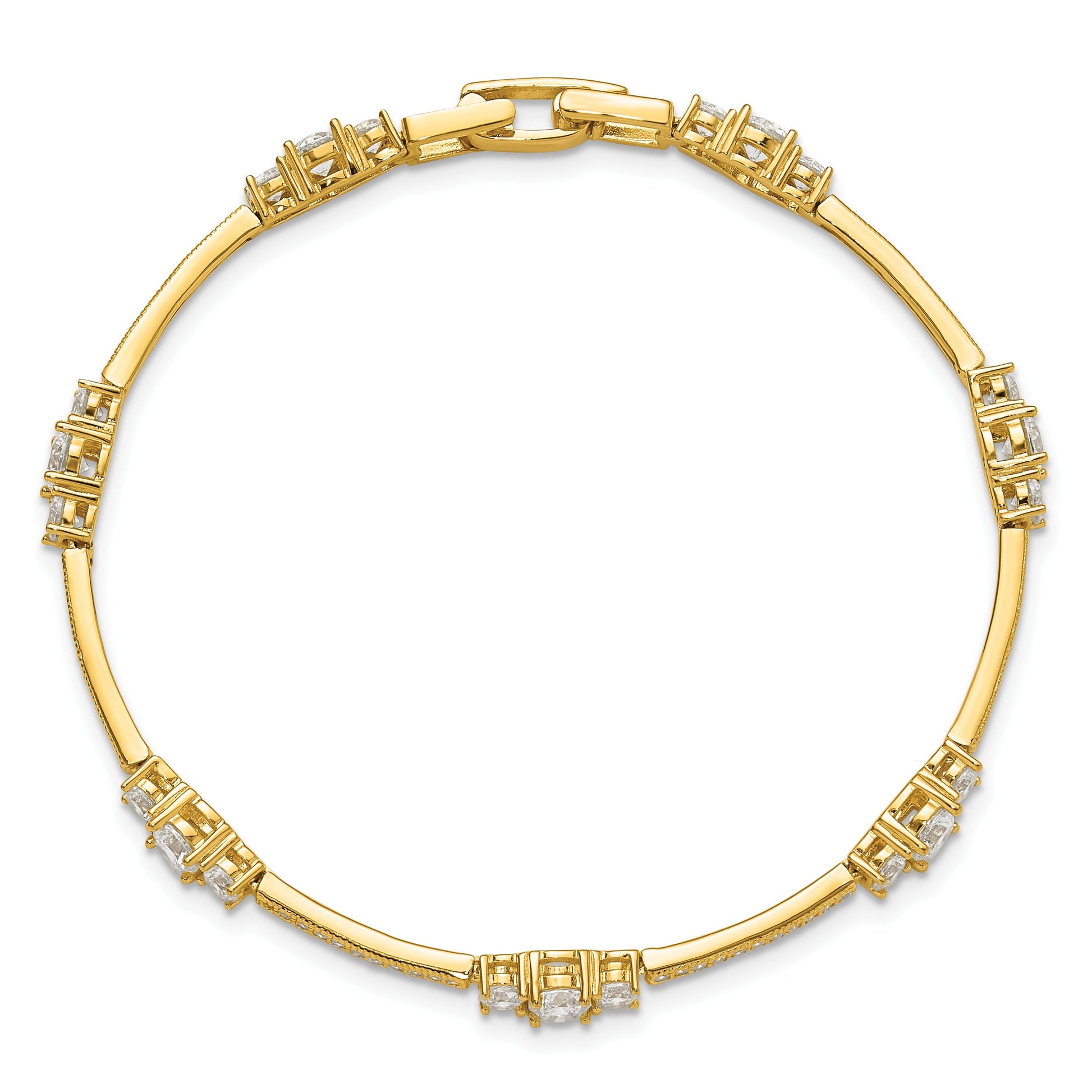 Sterling Silver Gold-tone CZ 7in Bracelet