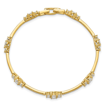 Sterling Silver Gold-tone CZ 7in Bracelet