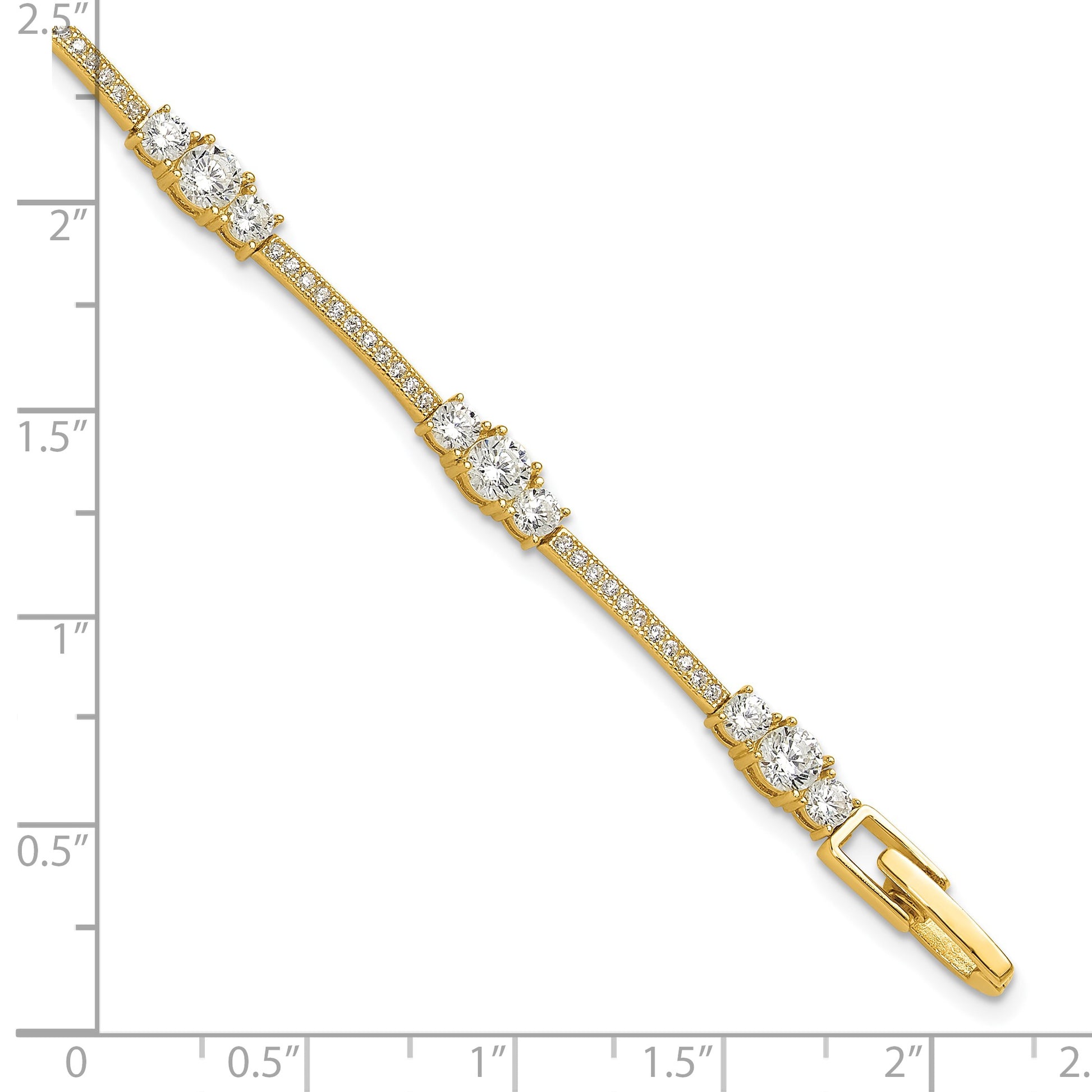 Sterling Silver Gold-tone CZ 7in Bracelet