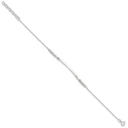 Sterling Silver Rhodium-plated CZ 7in w/1in ext. ID Bracelet