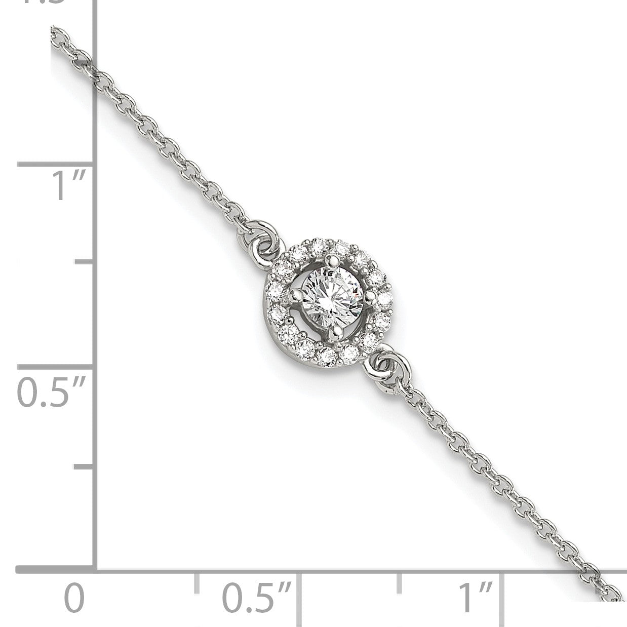 Sterling Silver Rhodium-plated Halo CZ 7.25in Bracelet