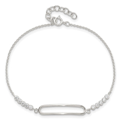Sterling Silver Rhodium-plated CZ 7in with .75in ext. Bracelet