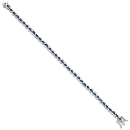 Sterling Silver Rhodium-plated with Blue and White CZ 7.5in Bracelet