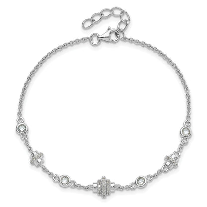 Pure Fire Sterling Silver Rhodium-plated Fancy CZ 7in w/1in ext Bracelet