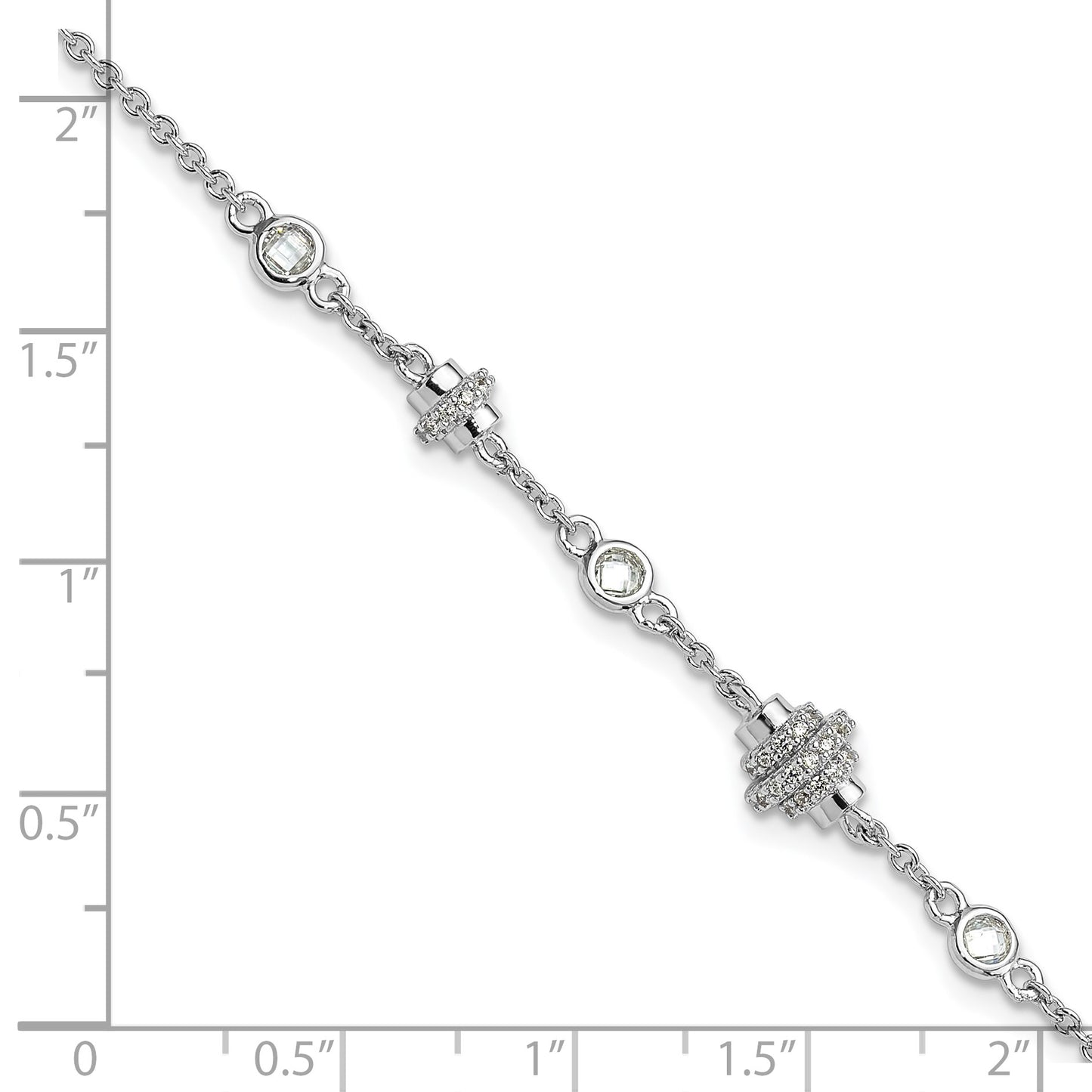 Pure Fire Sterling Silver Rhodium-plated Fancy CZ 7in w/1in ext Bracelet