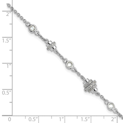 Pure Fire Sterling Silver Rhodium-plated Fancy CZ 7in w/1in ext Bracelet