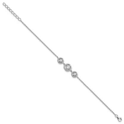 Pure Fire Sterling Silver Rhod-plated Fancy CZ 7in w/1in ext Bracelet