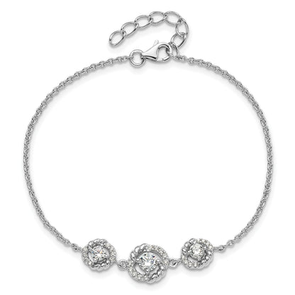 Pure Fire Sterling Silver Rhod-plated Fancy CZ 7in w/1in ext Bracelet