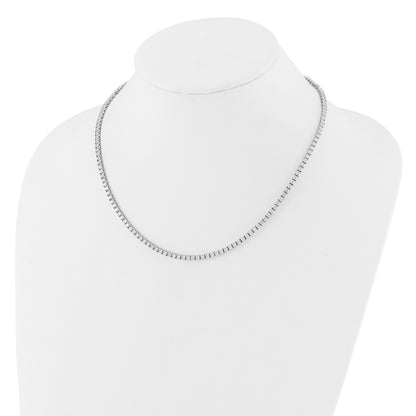 Sterling Silver Rhodium-plated Polished CZ Tennis Necklace