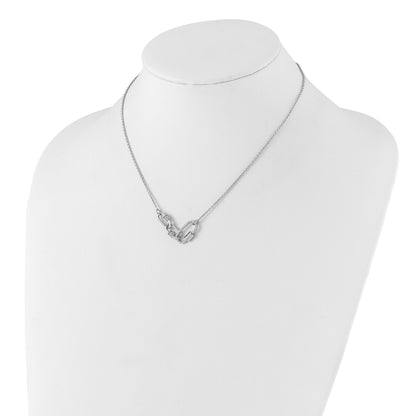 Sterling Silver Rhodium-plated Fancy Link CZ 16in w/1in ext Necklace