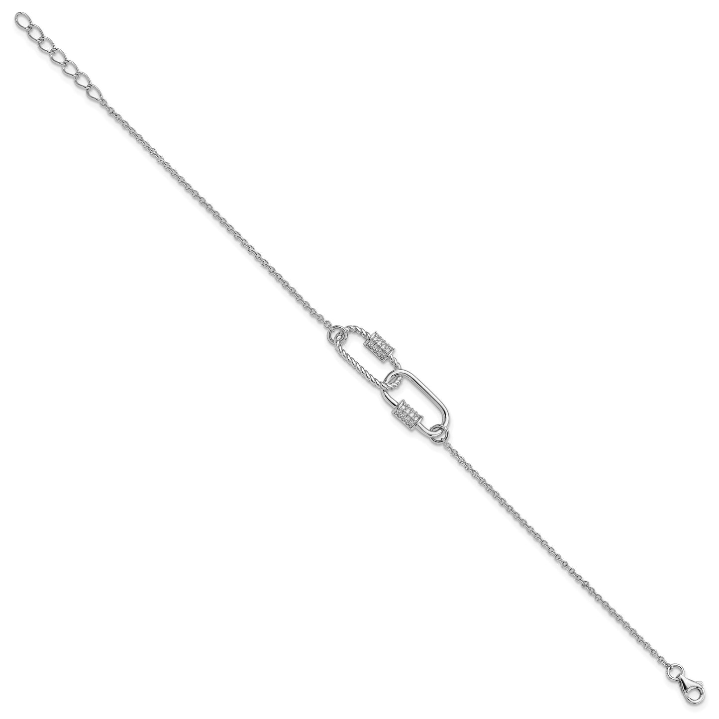 Pure Fire Sterling Silver Rhodium-plated 7.5in w/1in ext CZ Bracelet
