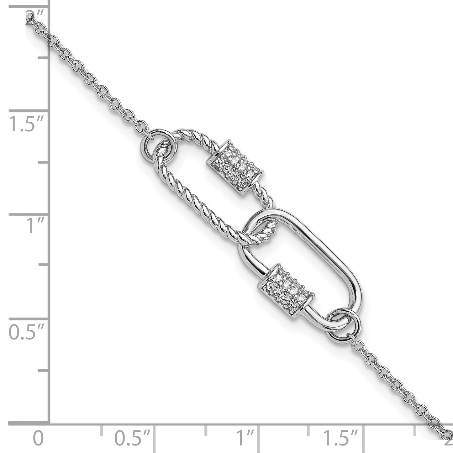 Pure Fire Sterling Silver Rhodium-plated 7.5in w/1in ext CZ Bracelet