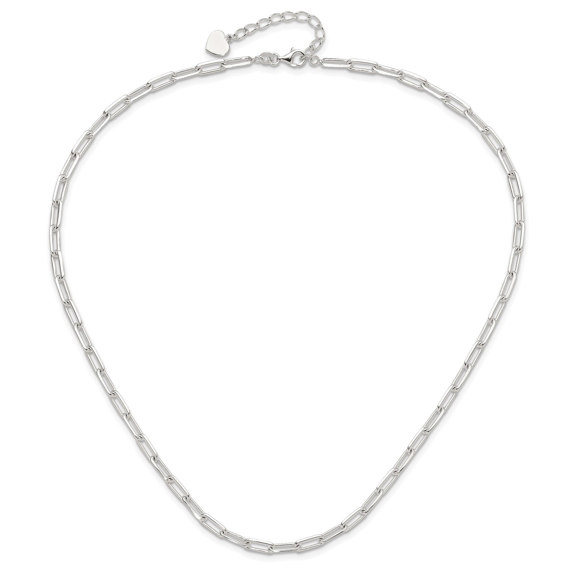 Sterling Silver 4.2mm Paperclip Link w/ 2in ext Necklace