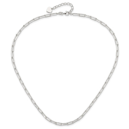 Sterling Silver 4.2mm Paperclip Link w/ 2in ext Necklace