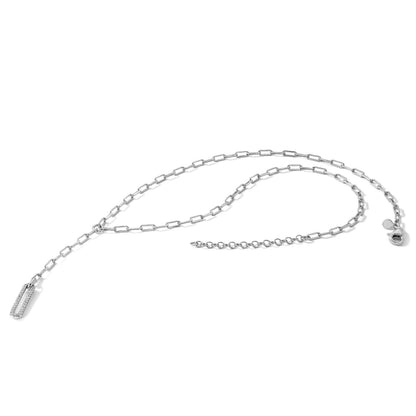 Sterling Silver Rhodium-plated Paperclip Link CZ 16in w/1.75in ext. Necklac