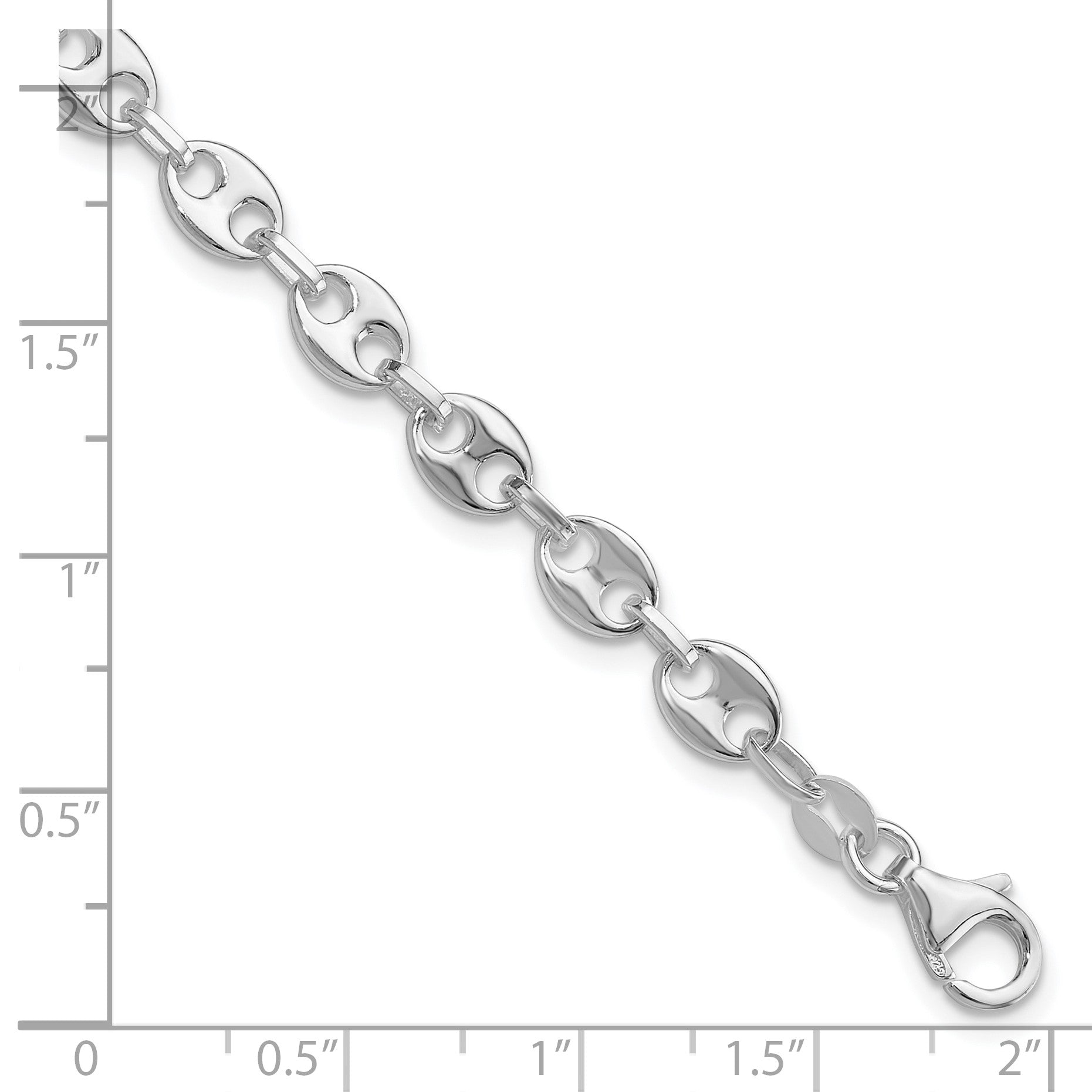 Sterling Silver Rhodium-plated 7.25in w/.5in ext. Fancy Link Bracelet