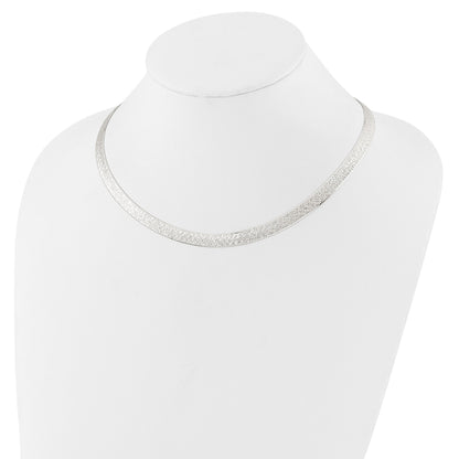 Sterling Silver Polished and Textured 8mm Flat Herringbone 18in Necklace
