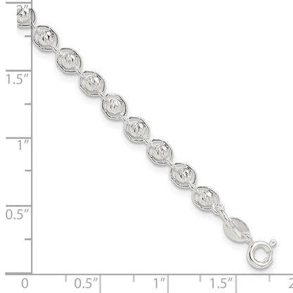Sterling Silver Polished and Diamond Cut Beaded Bracelet