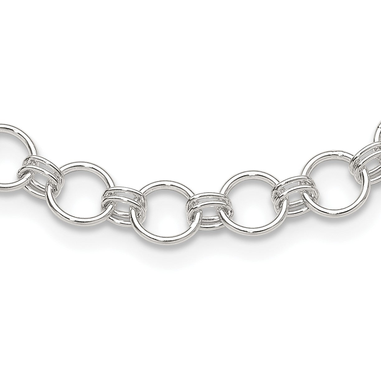 Sterling Silver Polished Circle Link 16 w/2in ext Necklace
