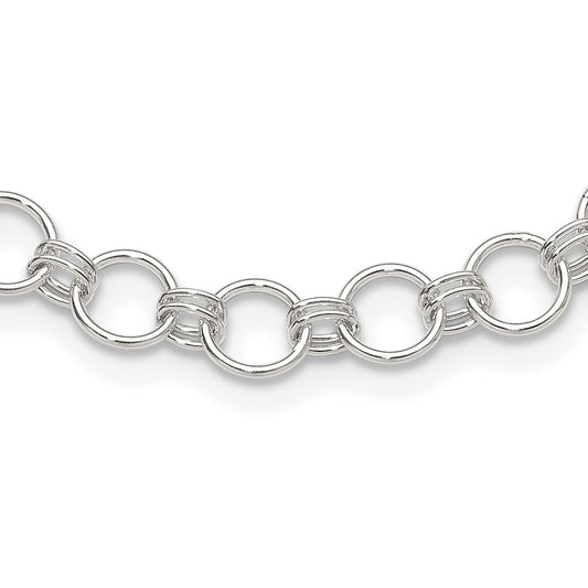 Sterling Silver Polished Circle Link 16 w/2in ext Necklace