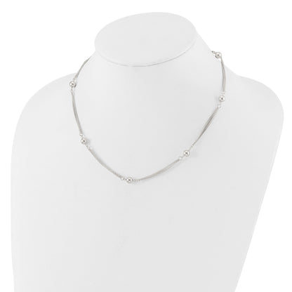 Sterling Silver Polished Multi-strand Beaded 18in Necklace
